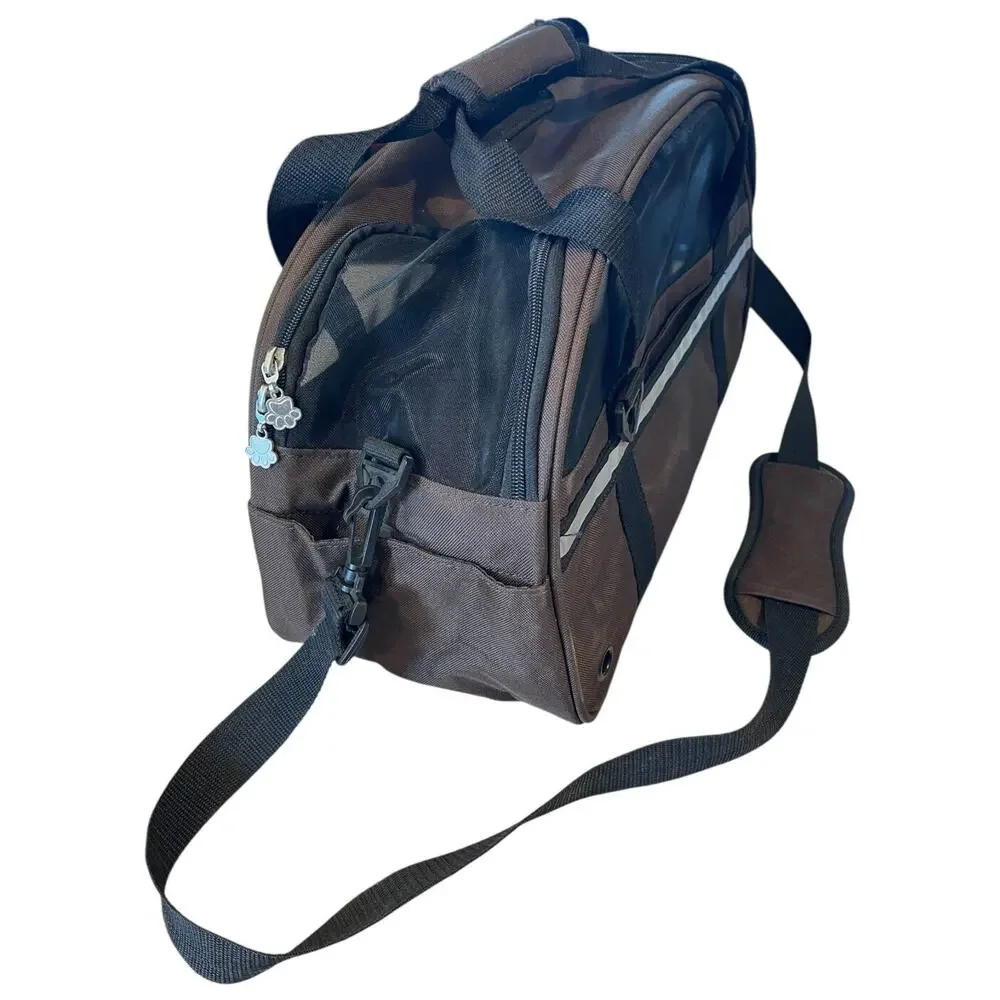Pet Carrier for Small Dog or Cat 15 x 7 inch Boots & Barkley Brand Brown & Black